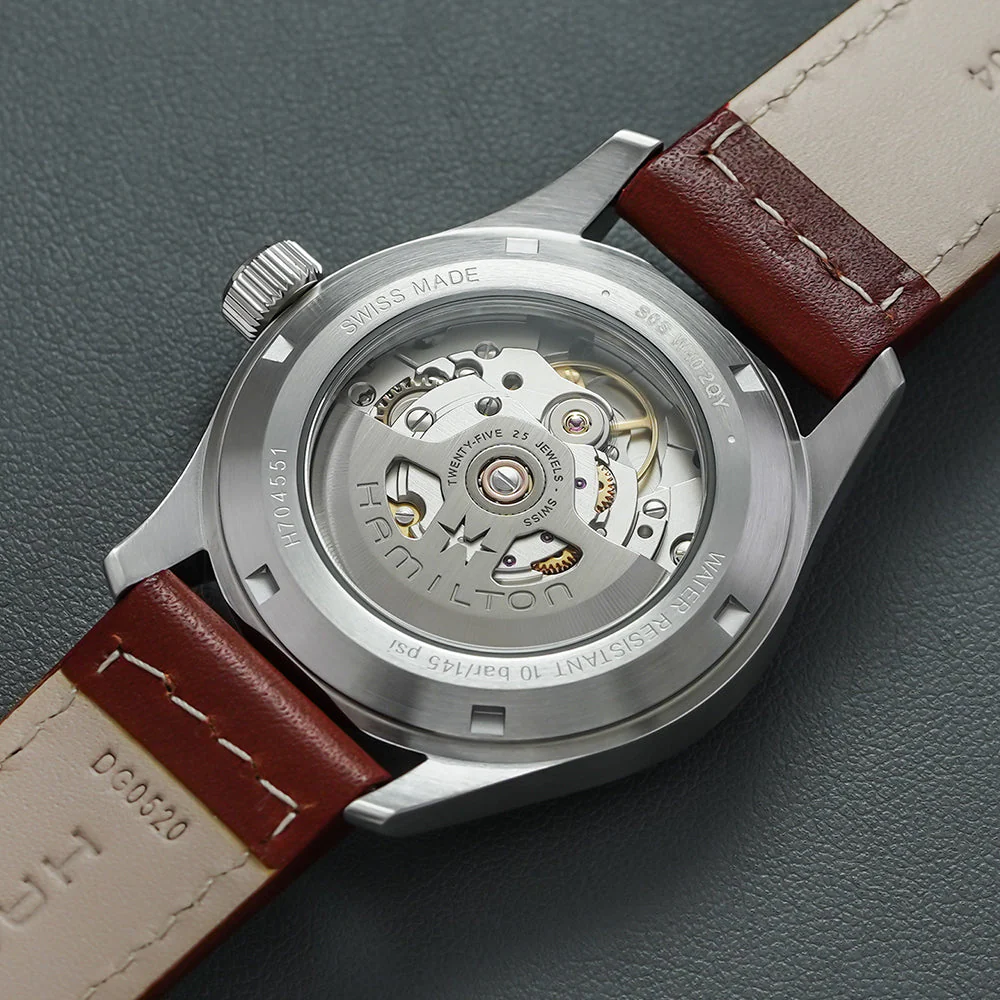 Khaki Field Auto 38mm - Black on Leather Strap - Image 6