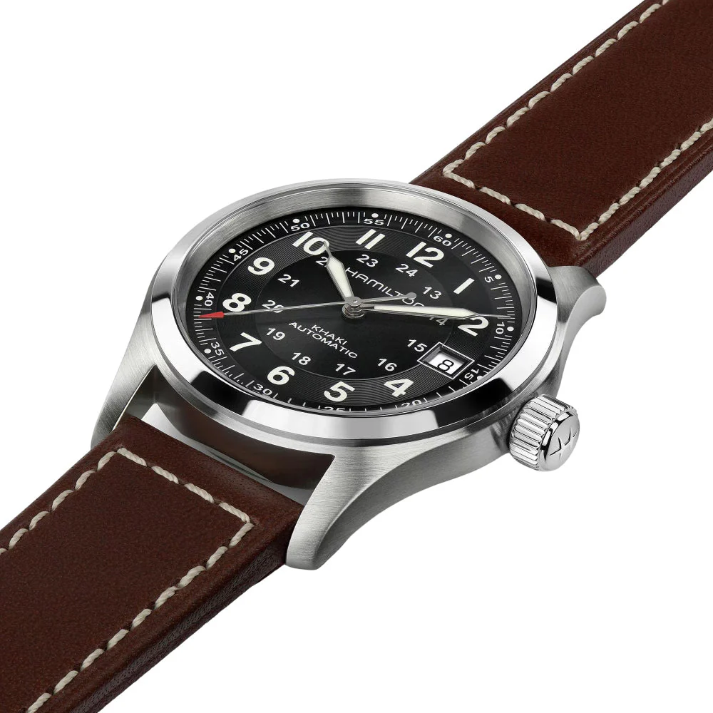 Khaki Field Auto 38mm - Black on Leather Strap - Image 7