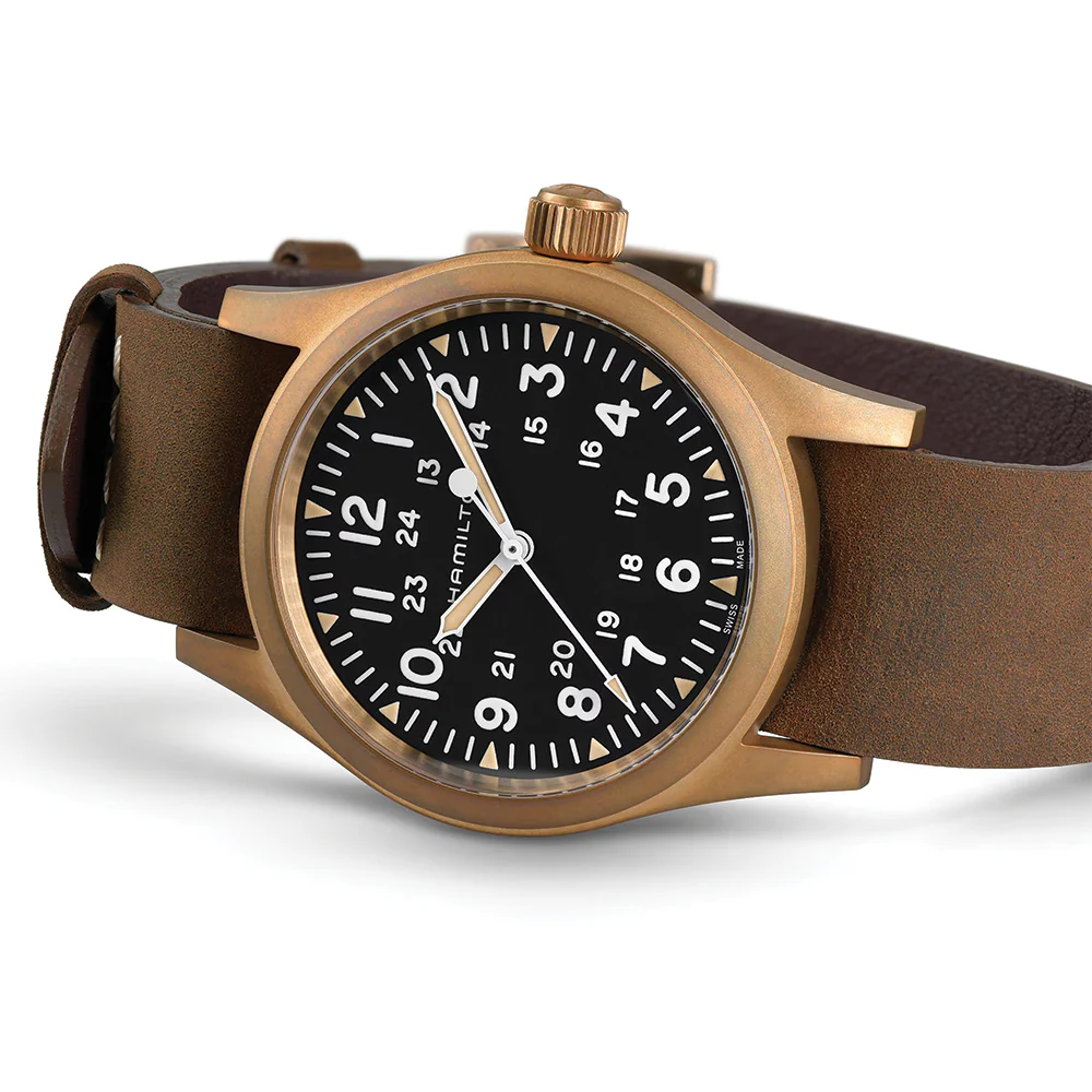 Khaki Field Mechanical Bronze 38mm - Black on One-Piece Leather Strap - Image 5