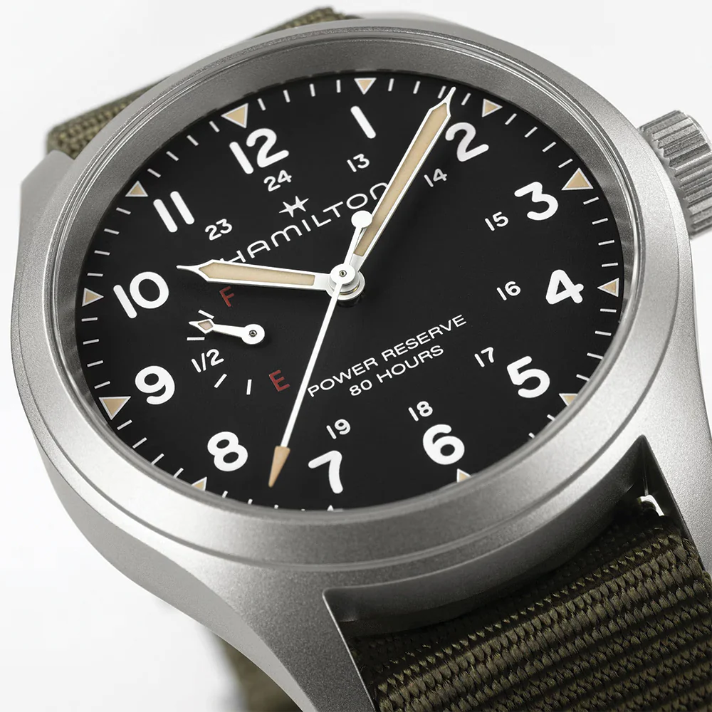 Khaki Field Mechanical Power Reserve 40mm - Black on Fabric Strap - Image 4