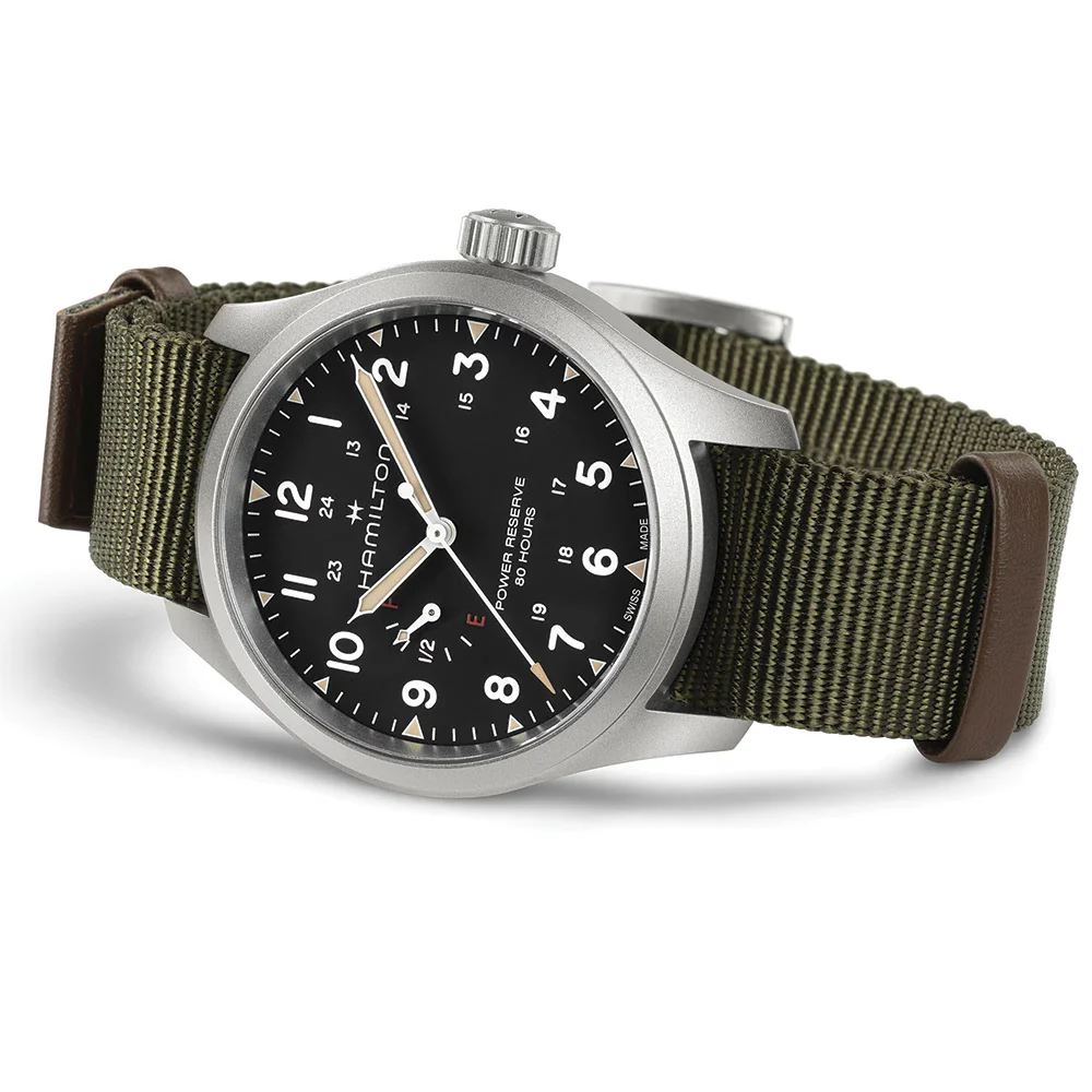 Khaki Field Mechanical Power Reserve 40mm - Black on Fabric Strap - Image 5