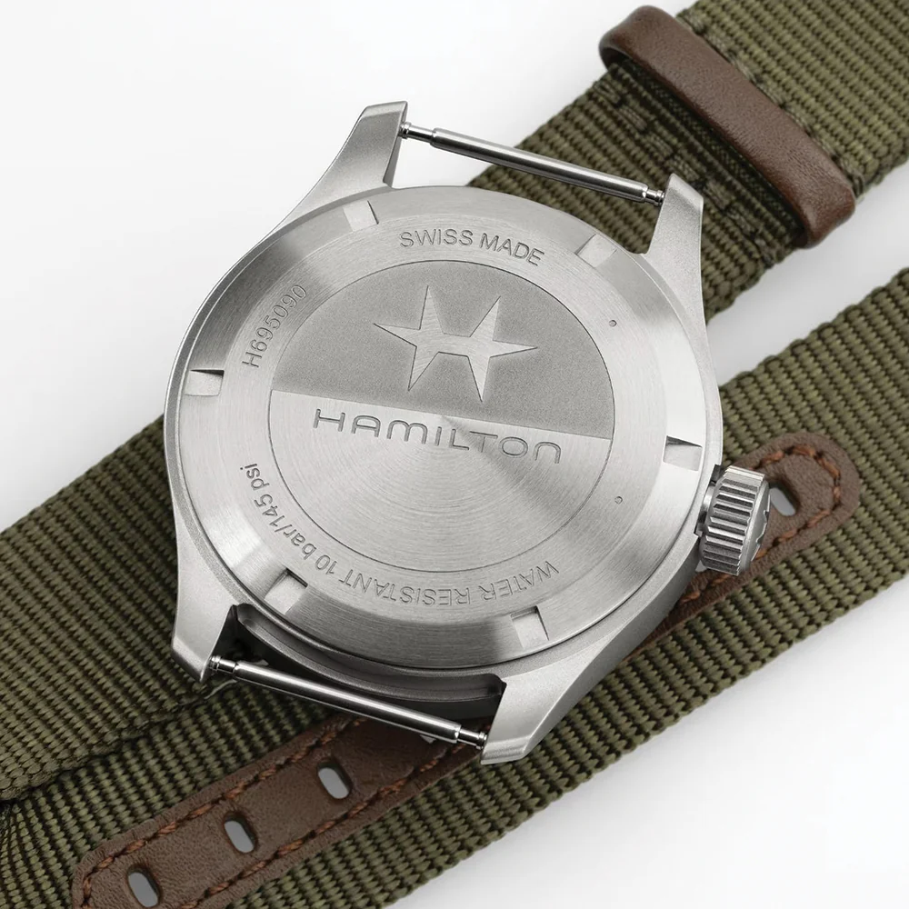 Khaki Field Mechanical Power Reserve 40mm - White on Fabric Strap - Image 5