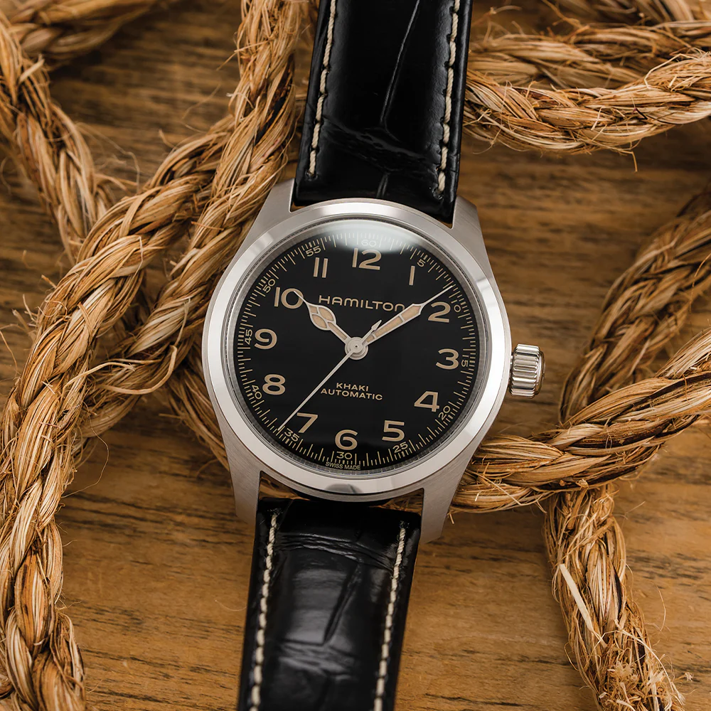 Khaki Field Murph 38mm - Black on Leather Strap - Image 2