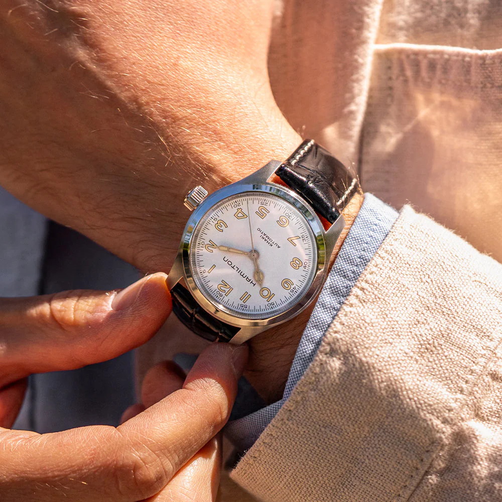 Khaki Field Murph 38mm - White on Leather Strap - Image 3