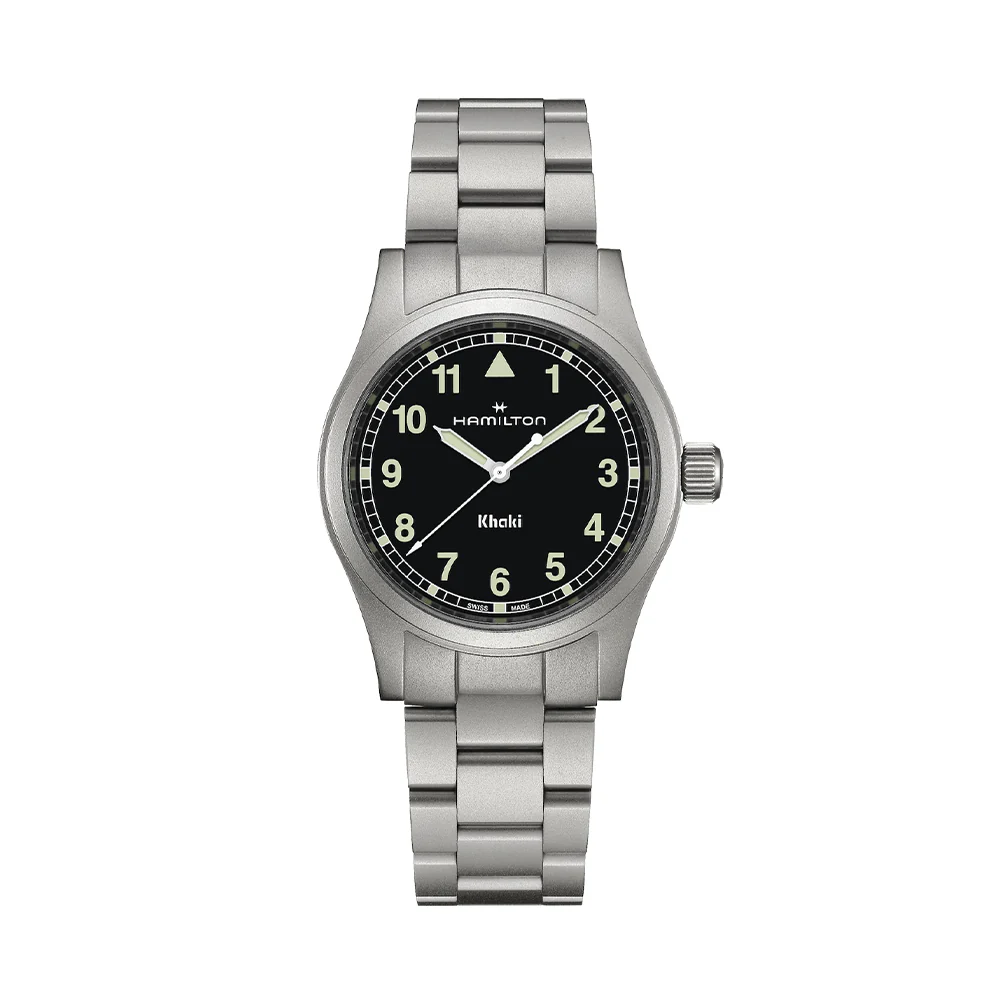 Khaki Field Quartz 38mm - Black w/ White Numerals on Bracelet