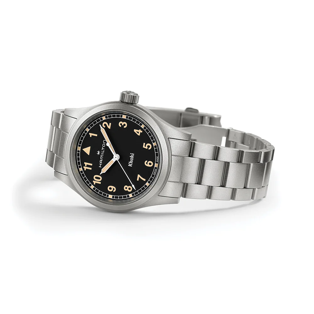 Khaki Field Quartz 38mm - Black w/ Yellow/gold Numerals on Bracelet - Image 2