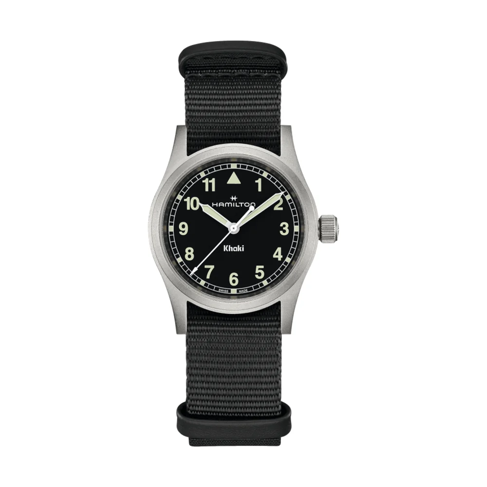 Khaki Field Quartz 33mm - Black on One-Piece Textile Strap