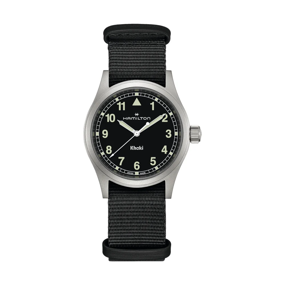 Khaki Field Quartz 38mm - Black on One-Piece Textile Strap