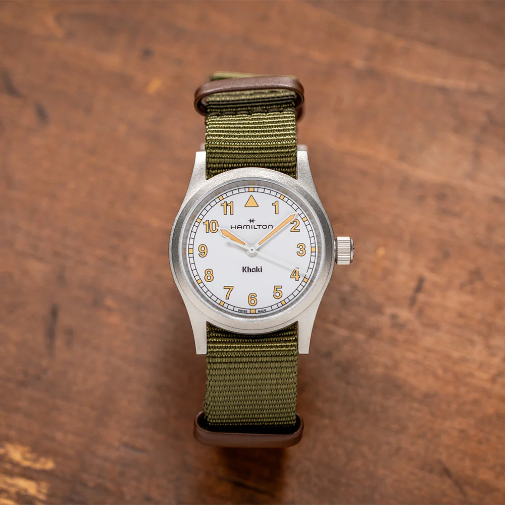 Khaki Field Quartz 33mm - White on One-Piece Textile Strap - Image 2