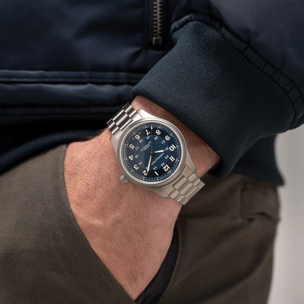 Khaki Field Titanium Auto 42mm - Blue on Bracelet - Image 3