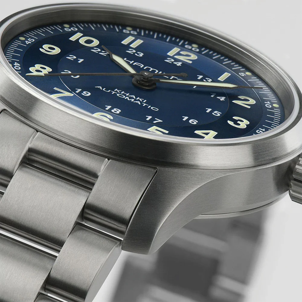 Khaki Field Titanium Auto 42mm - Blue on Bracelet - Image 5