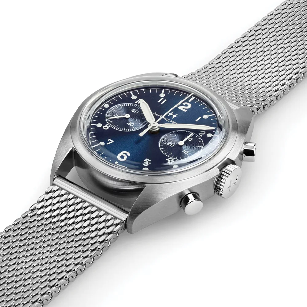 Khaki Aviation Pilot Pioneer Mechanical Chrono 40mm - Blue on Bracelet - Image 2