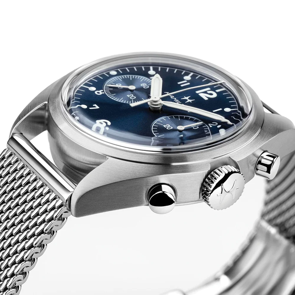 Khaki Aviation Pilot Pioneer Mechanical Chrono 40mm - Blue on Bracelet - Image 4