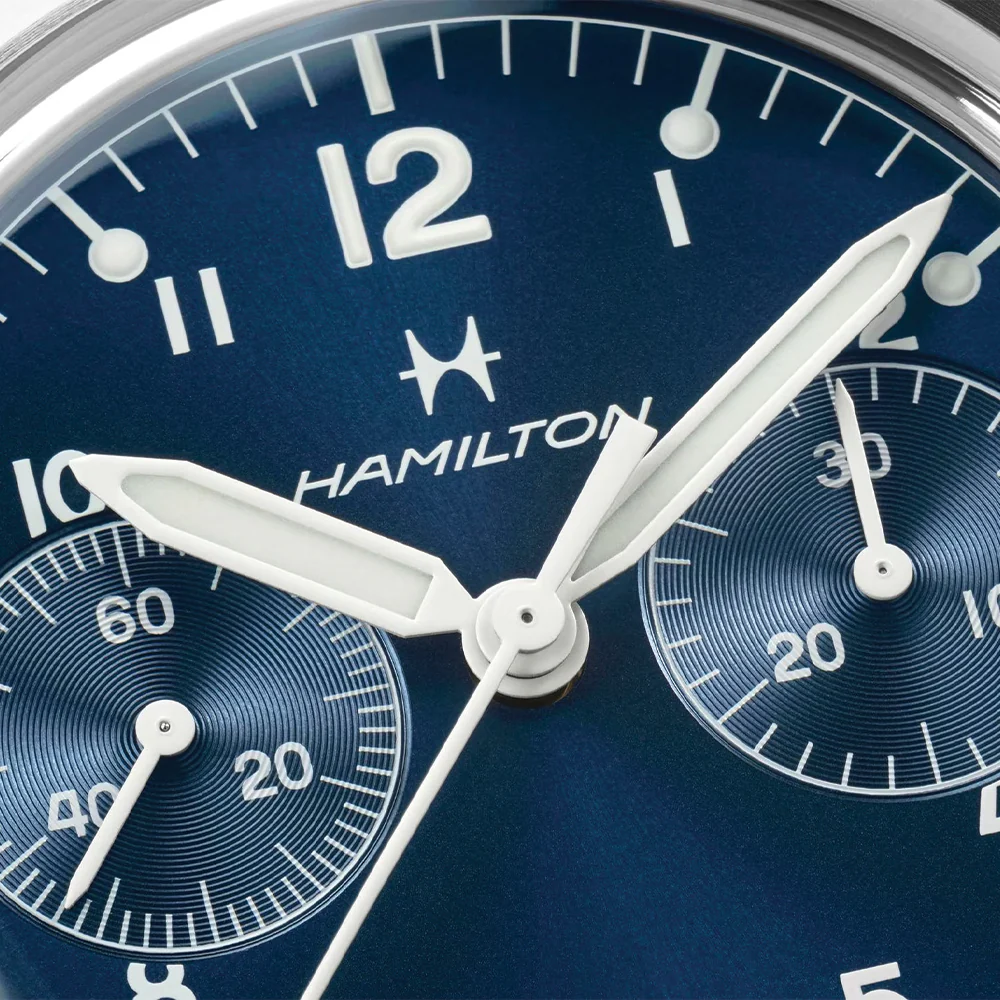 Khaki Aviation Pilot Pioneer Mechanical Chrono 40mm - Blue on Bracelet - Image 5