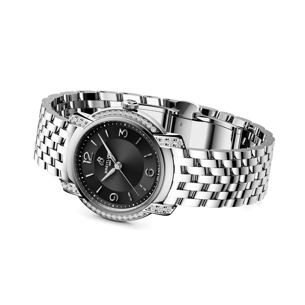 Lady Premier 32mm - Black w/ Diamonds on Bracelet - Image 3