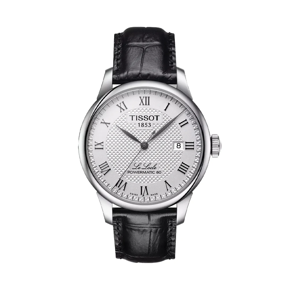 Le Locle Powermatic 80 39.3mm - Silver on Leather Strap