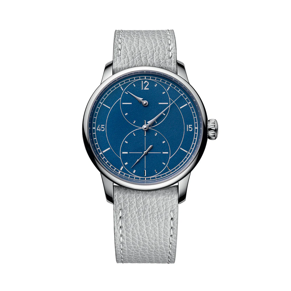 Le Régulateur Gravé Bleu 39mm - Blue on Leather Strap