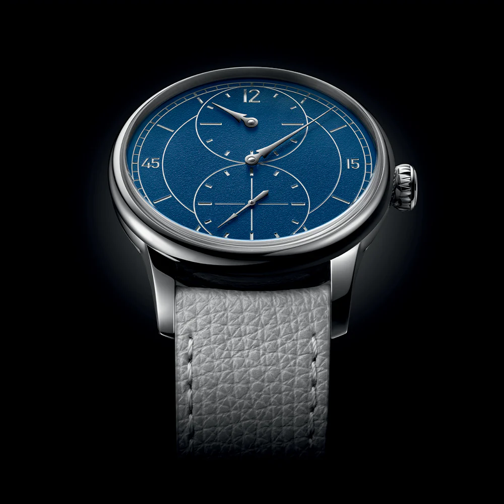 Le Régulateur Gravé Bleu 39mm - Blue on Leather Strap - Image 8