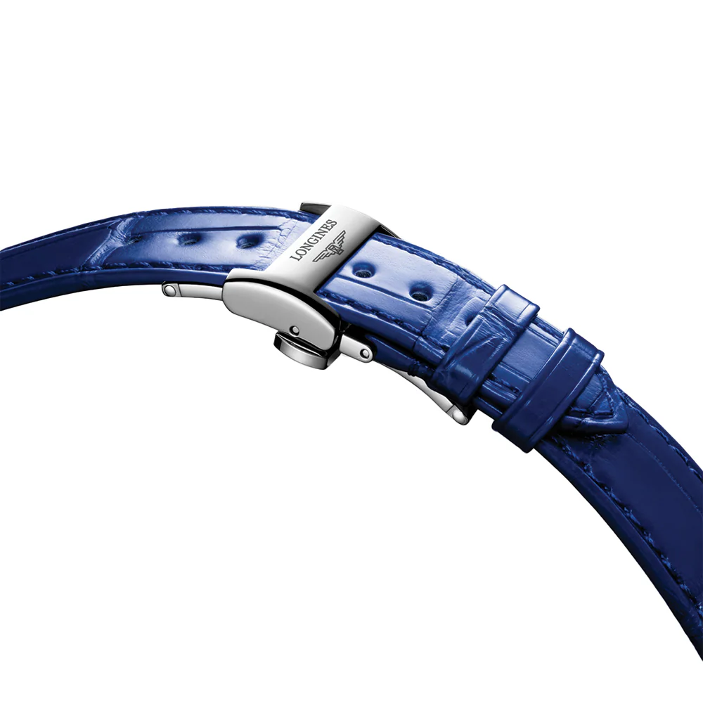 PrimaLuna Moonphase 34mm - Opaline Ivory on Blue Leather Strap - Image 5