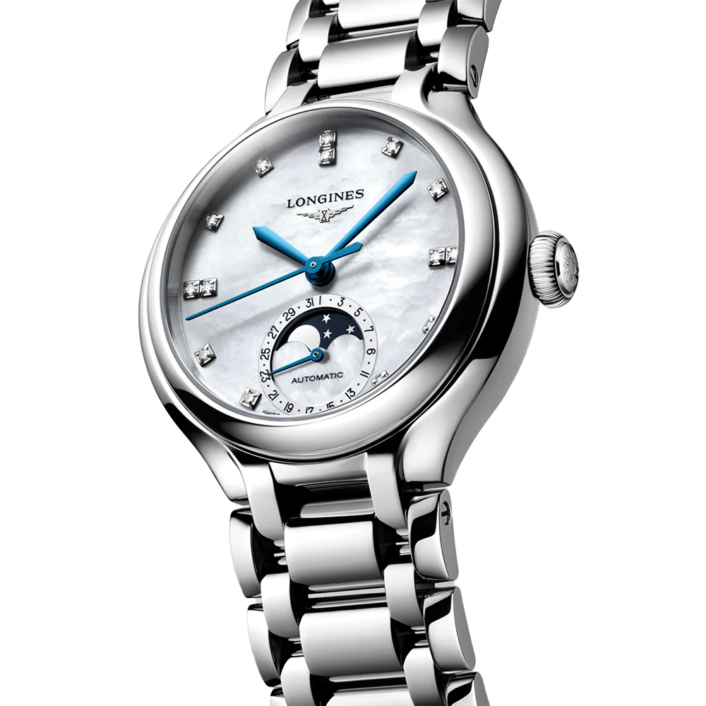 PrimaLuna Moonphase with Diamonds 34mm - White Mother-of-Pearl on Bracelet - Image 2