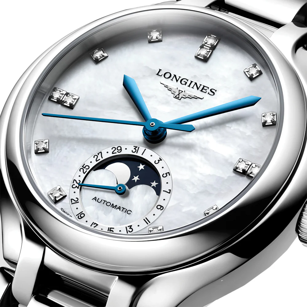 PrimaLuna Moonphase with Diamonds 34mm - White Mother-of-Pearl on Bracelet - Image 3