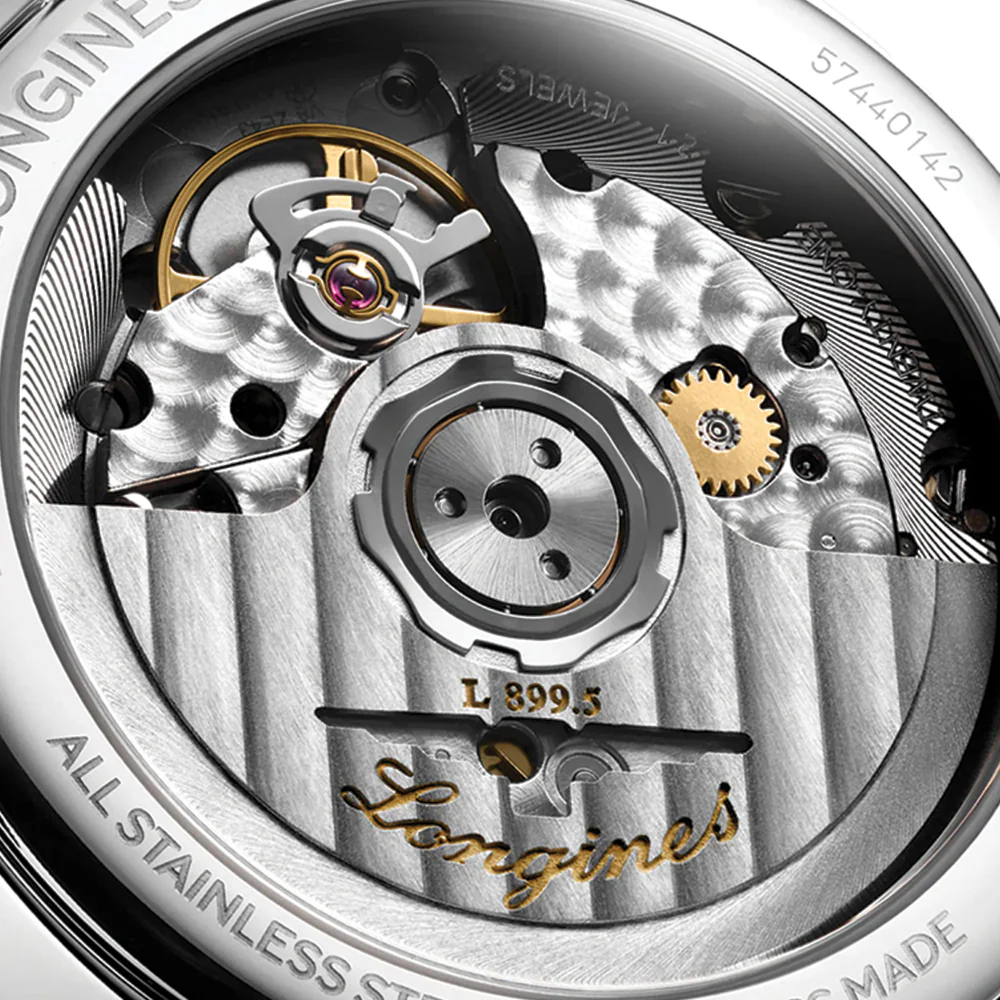 PrimaLuna Moonphase with Diamonds 34mm - White Mother-of-Pearl on Red Leather Strap - Image 4