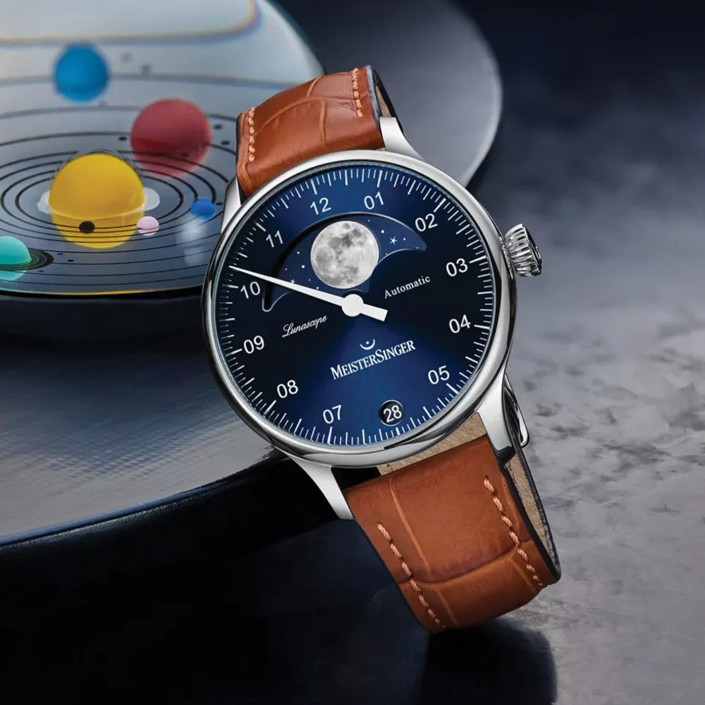 Lunascope 40mm - Sunburst Blue on Leather Strap - Image 2