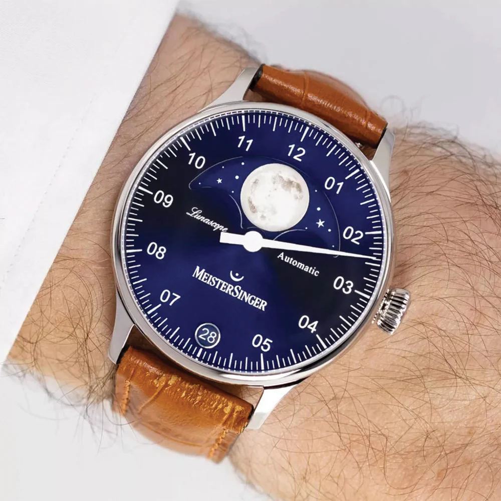 Lunascope 40mm - Sunburst Blue on Leather Strap - Image 3