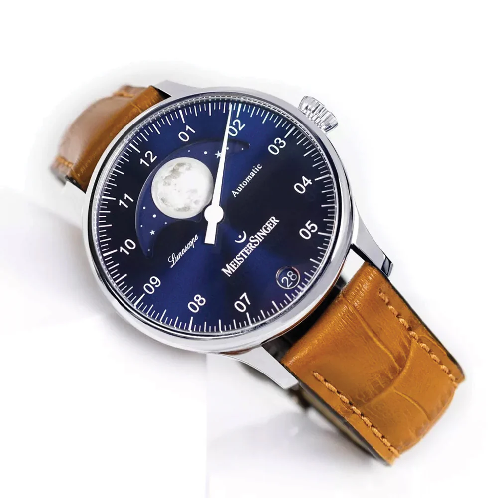 Lunascope 40mm - Sunburst Blue on Leather Strap - Image 5