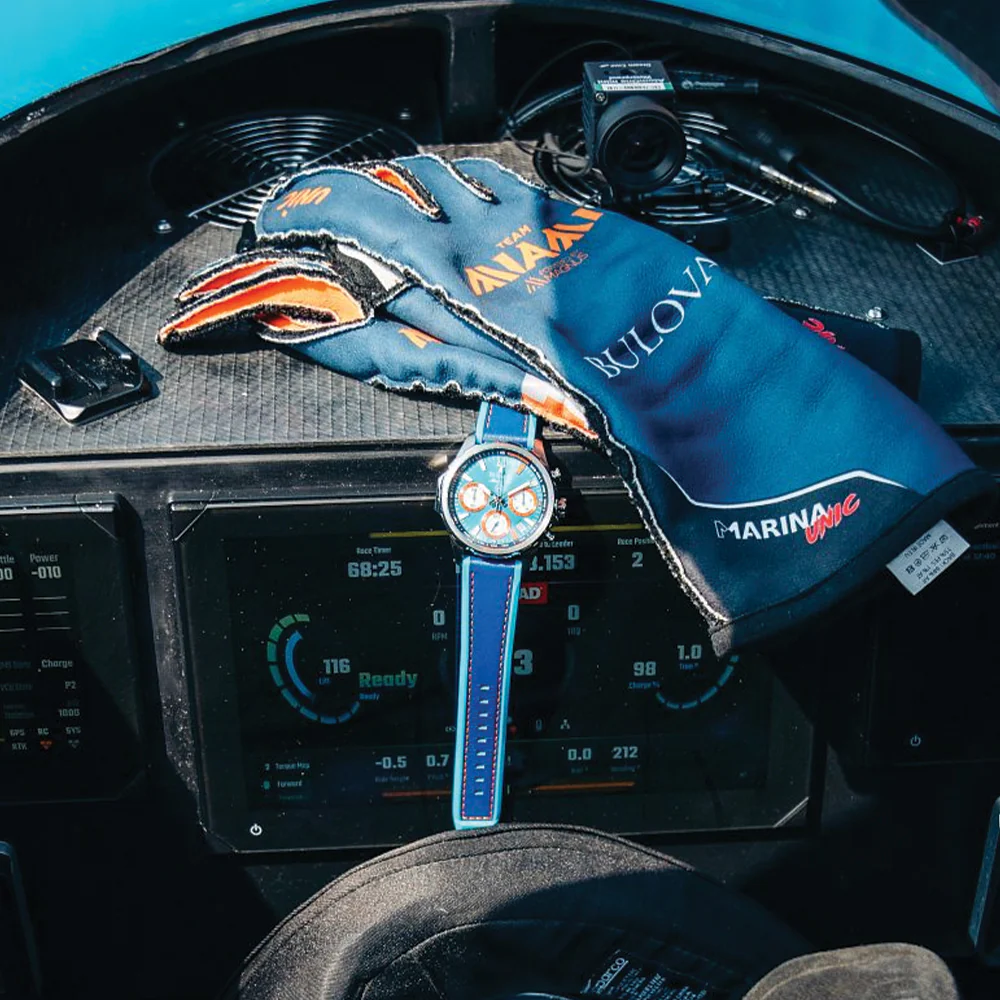Marine Star E1 Team Miami Chronograph 43mm - Blue on Leather Strap w/ Extra Silicone Strap - Image 2