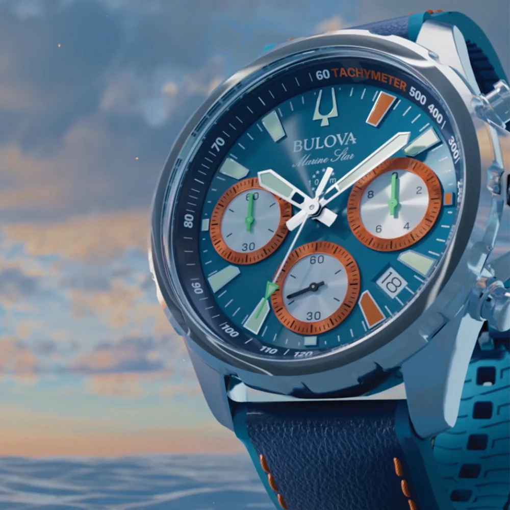 Marine Star E1 Team Miami Chronograph 43mm - Blue on Leather Strap w/ Extra Silicone Strap - Image 6