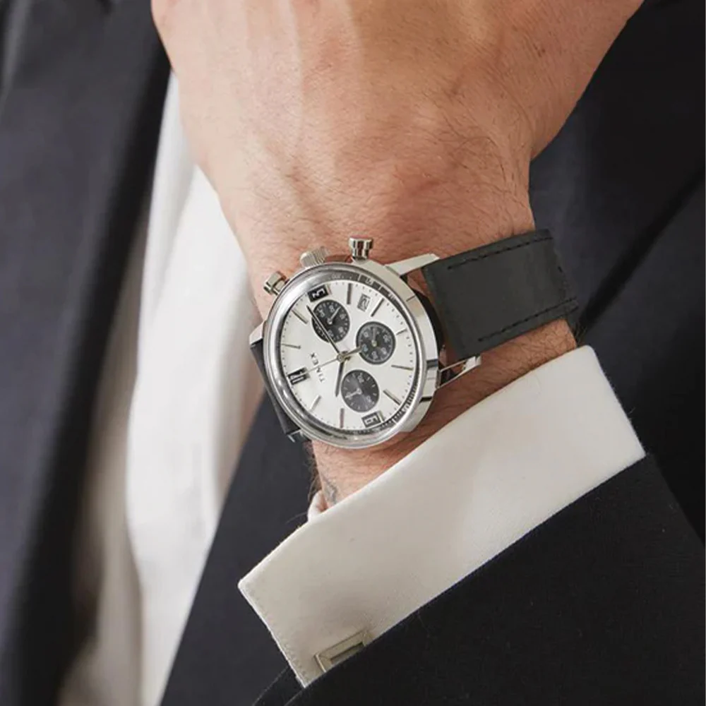 Marlin® Chronograph Tachymeter 40mm - Silver on Leather Strap - Image 2