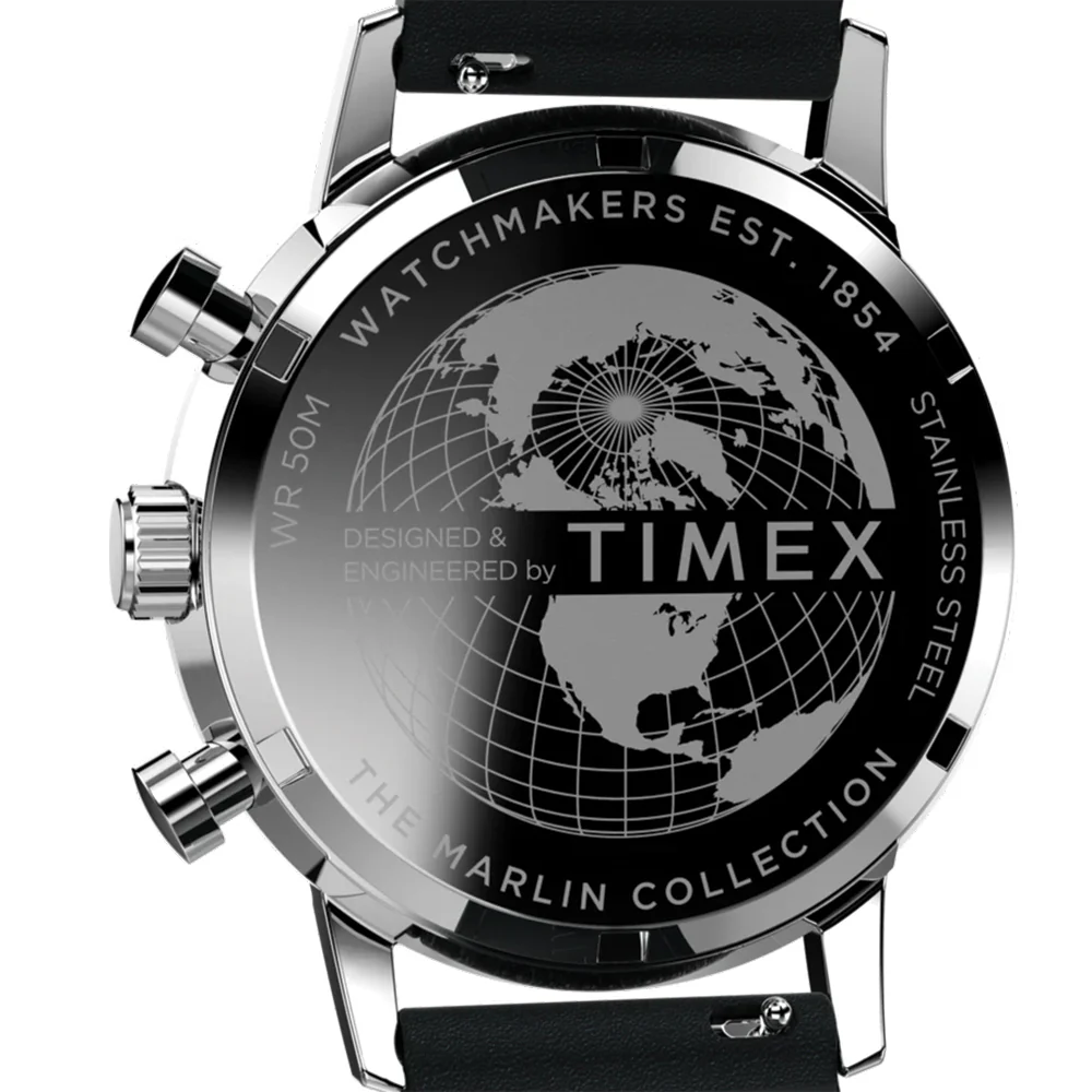 Marlin® Chronograph Tachymeter 40mm - Silver on Leather Strap - Image 3