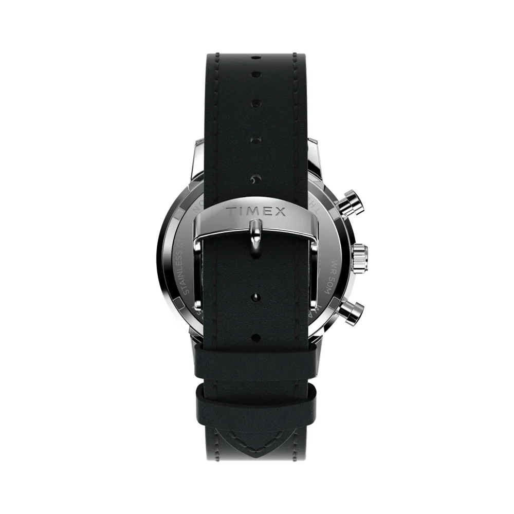 Marlin® Chronograph Tachymeter 40mm - Silver on Leather Strap - Image 5