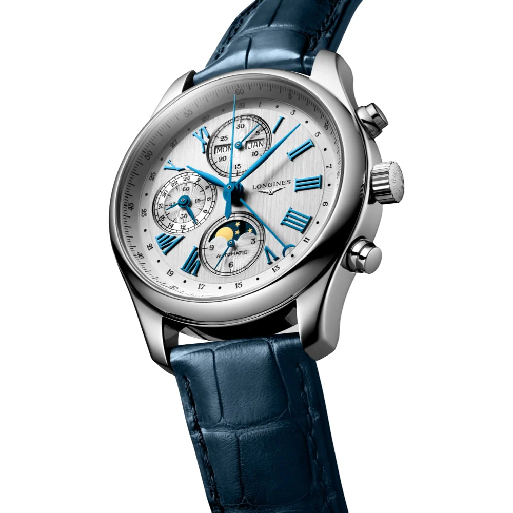 Master Collection Chronograph Moonphase 42mm - Silver on Leather Strap - Image 2