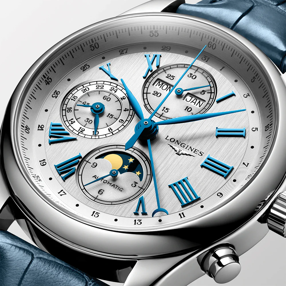 Master Collection Chronograph Moonphase 42mm - Silver on Leather Strap - Image 5