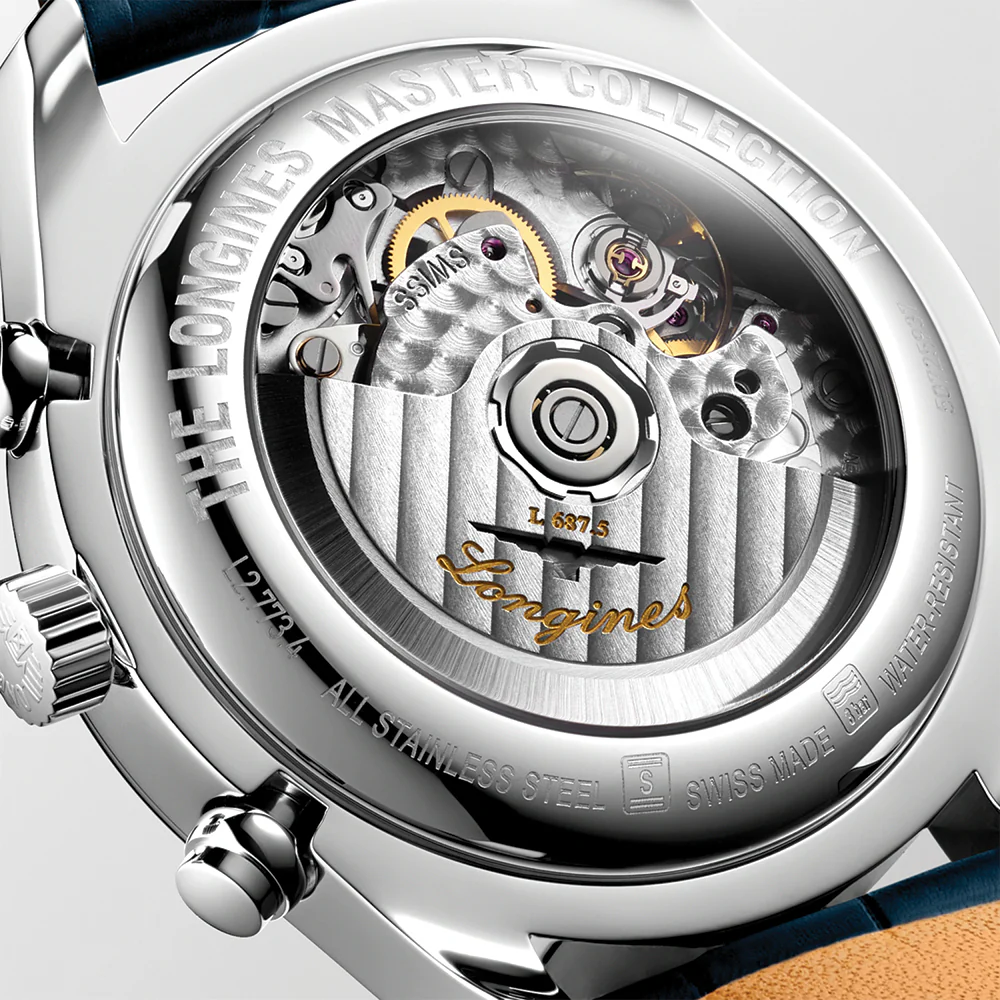 Master Collection Chronograph Moonphase 42mm - Silver on Leather Strap - Image 7