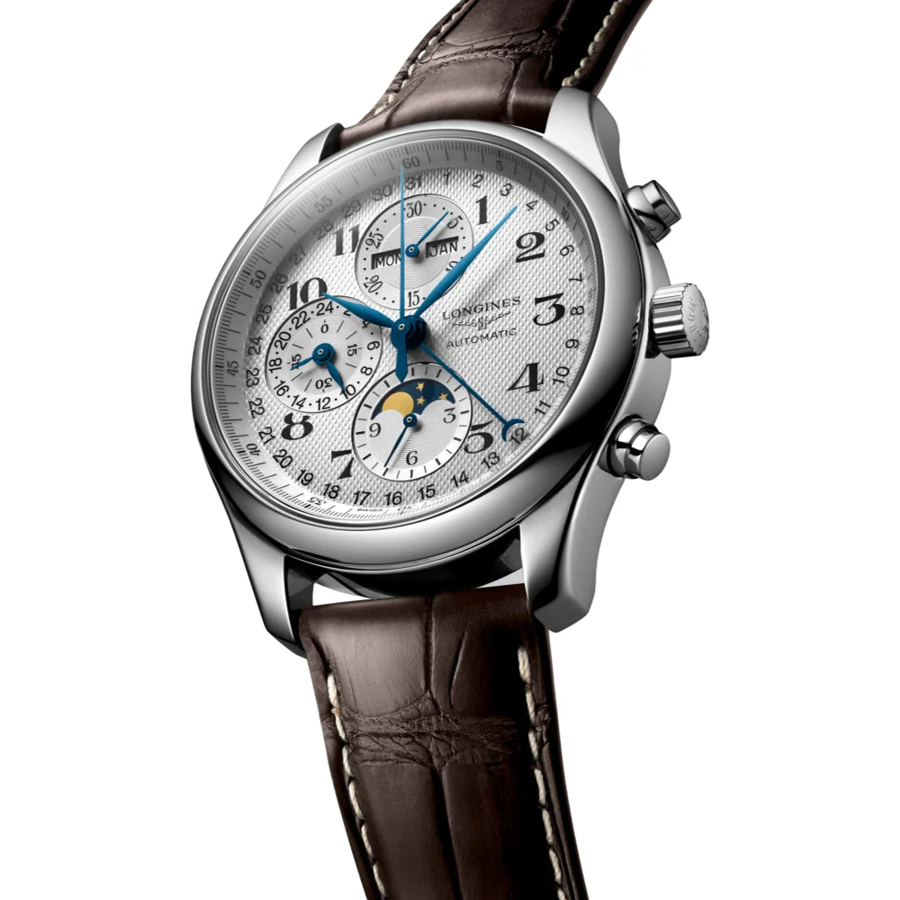 Master Collection Chronograph Moonphase 42mm - Silver on Leather Strap - Image 2