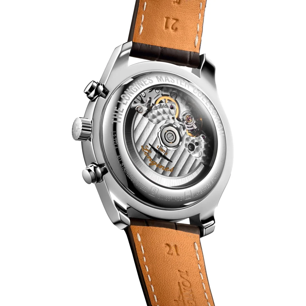 Master Collection Chronograph Moonphase 42mm - Silver on Leather Strap - Image 5