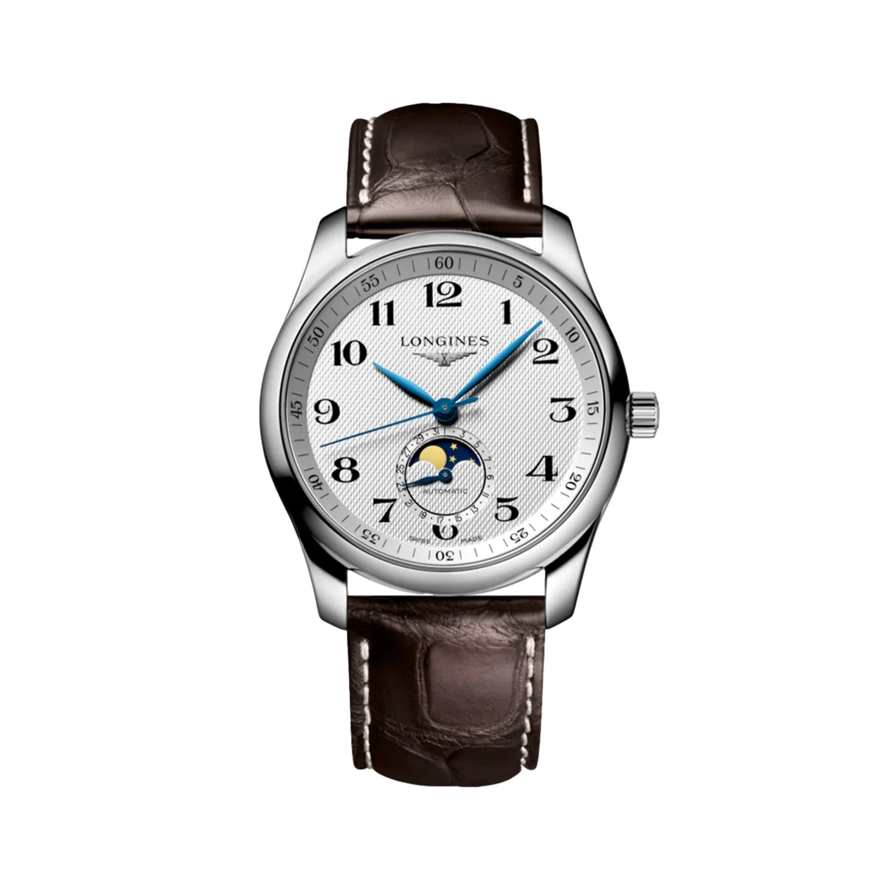 Master Collection Moonphase 40mm - Silver "Barleycorn" on Leather Strap