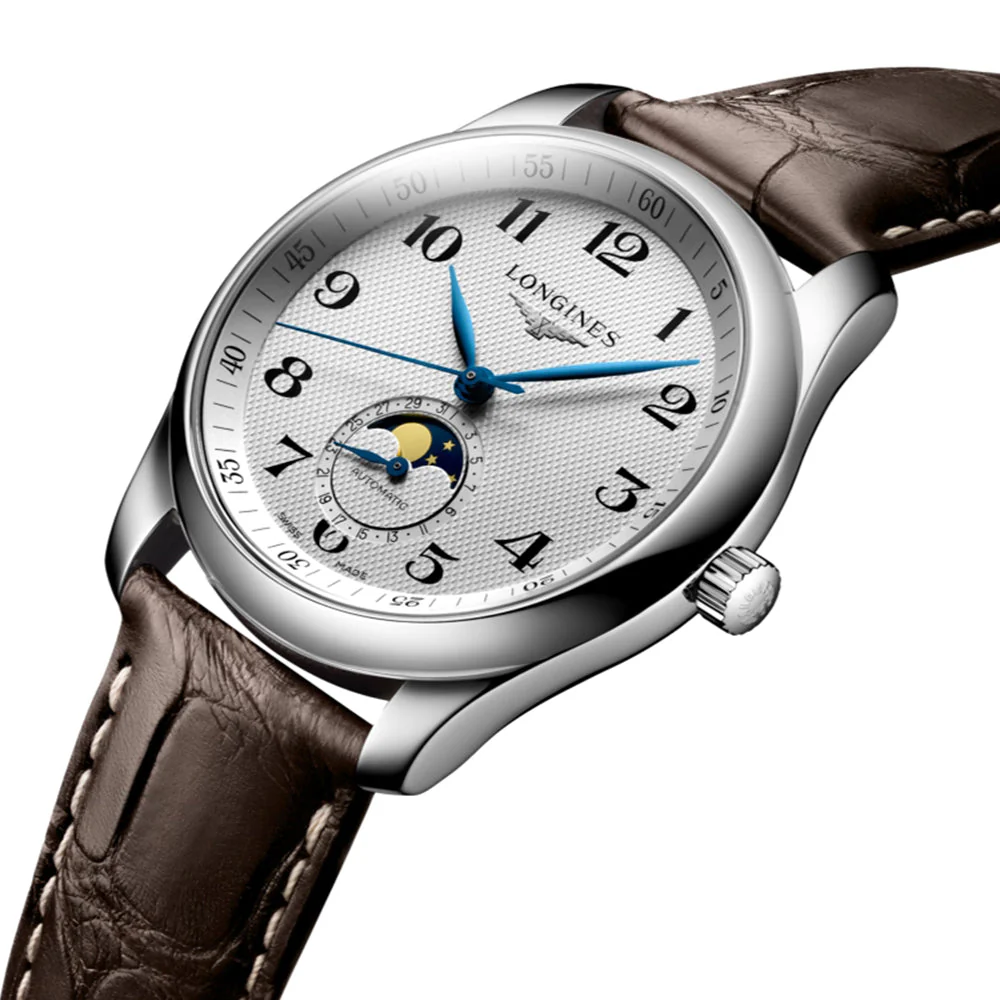 Master Collection Moonphase 40mm - Silver "Barleycorn" on Leather Strap - Image 2