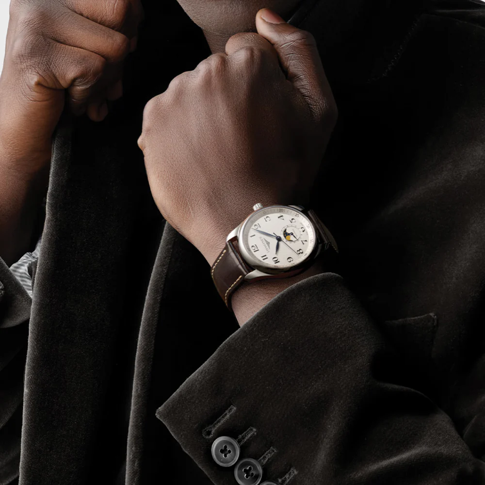 Master Collection Moonphase 40mm - Silver "Barleycorn" on Leather Strap - Image 3
