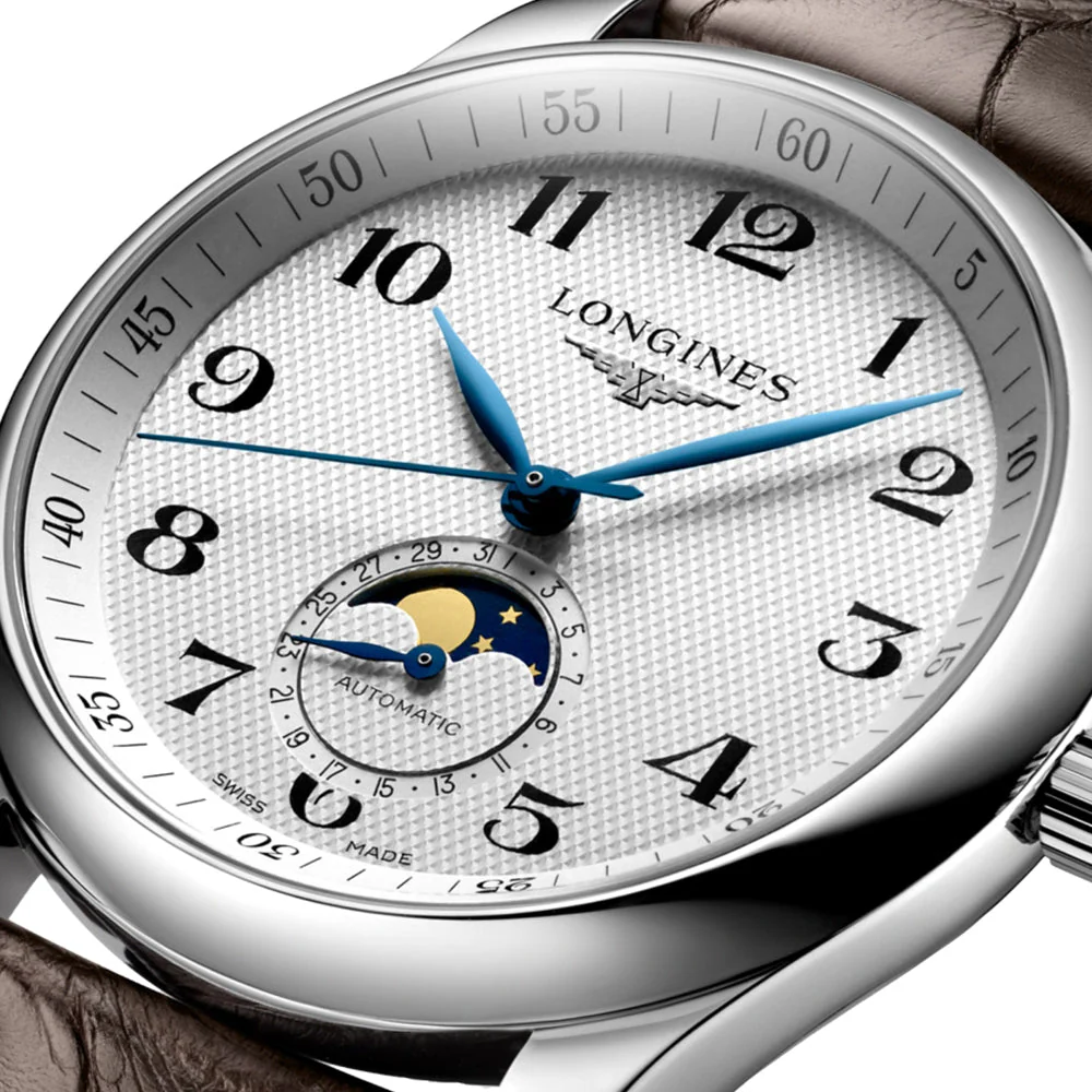 Master Collection Moonphase 40mm - Silver "Barleycorn" on Leather Strap - Image 5