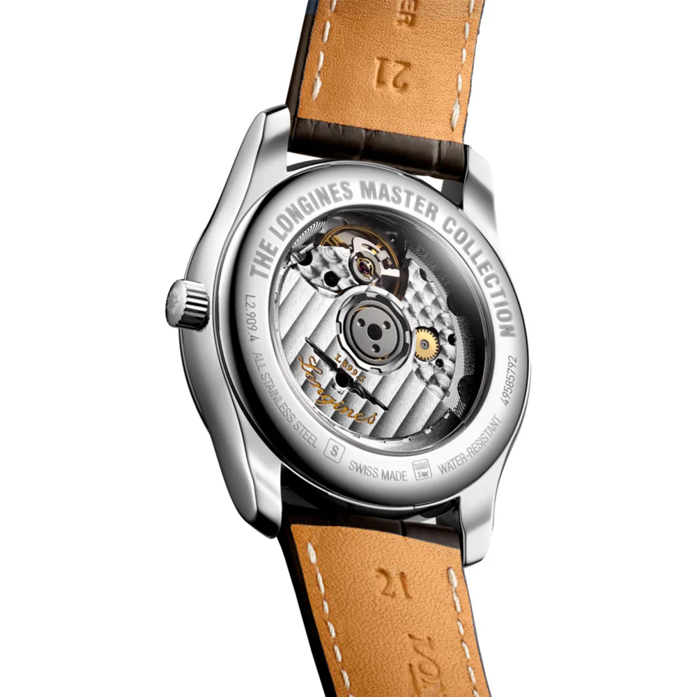 Master Collection Moonphase 40mm - Silver "Barleycorn" on Leather Strap - Image 6