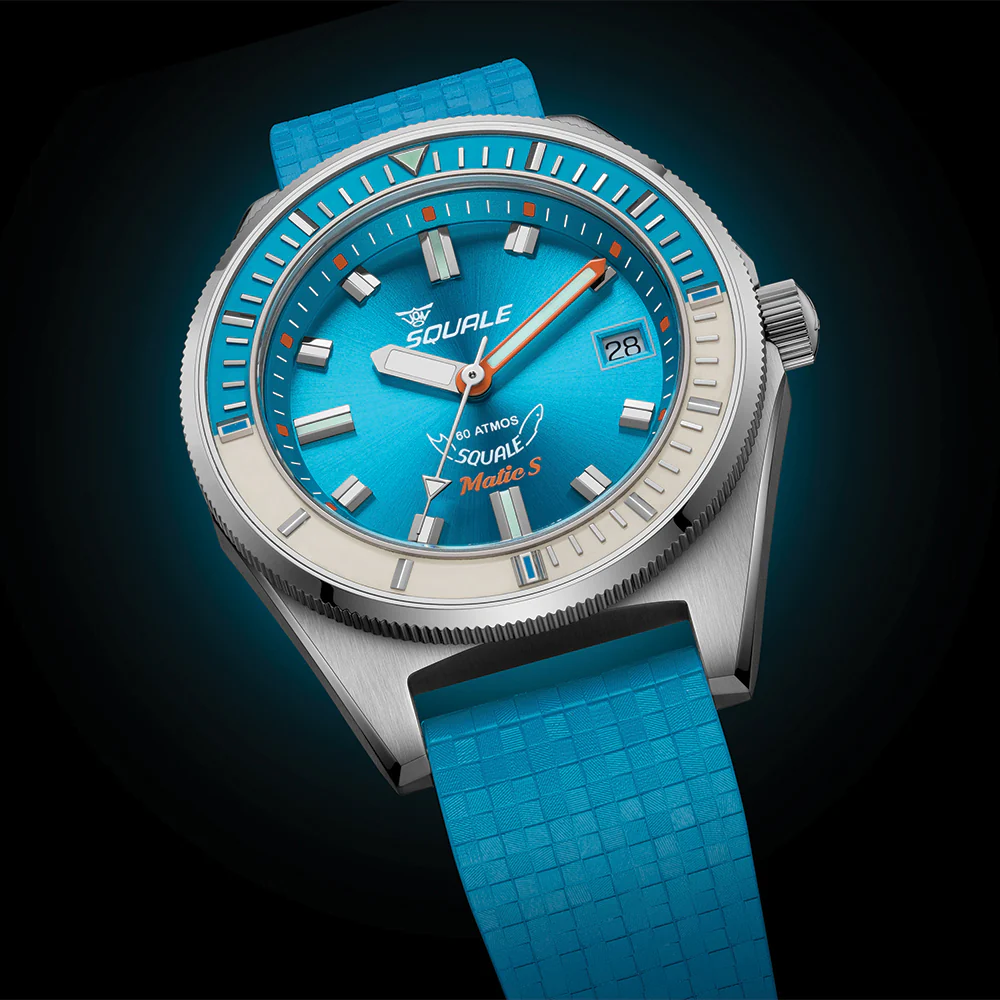 Matic S 37.8mm - Light Blue on Mosaic Rubber Strap - Image 2