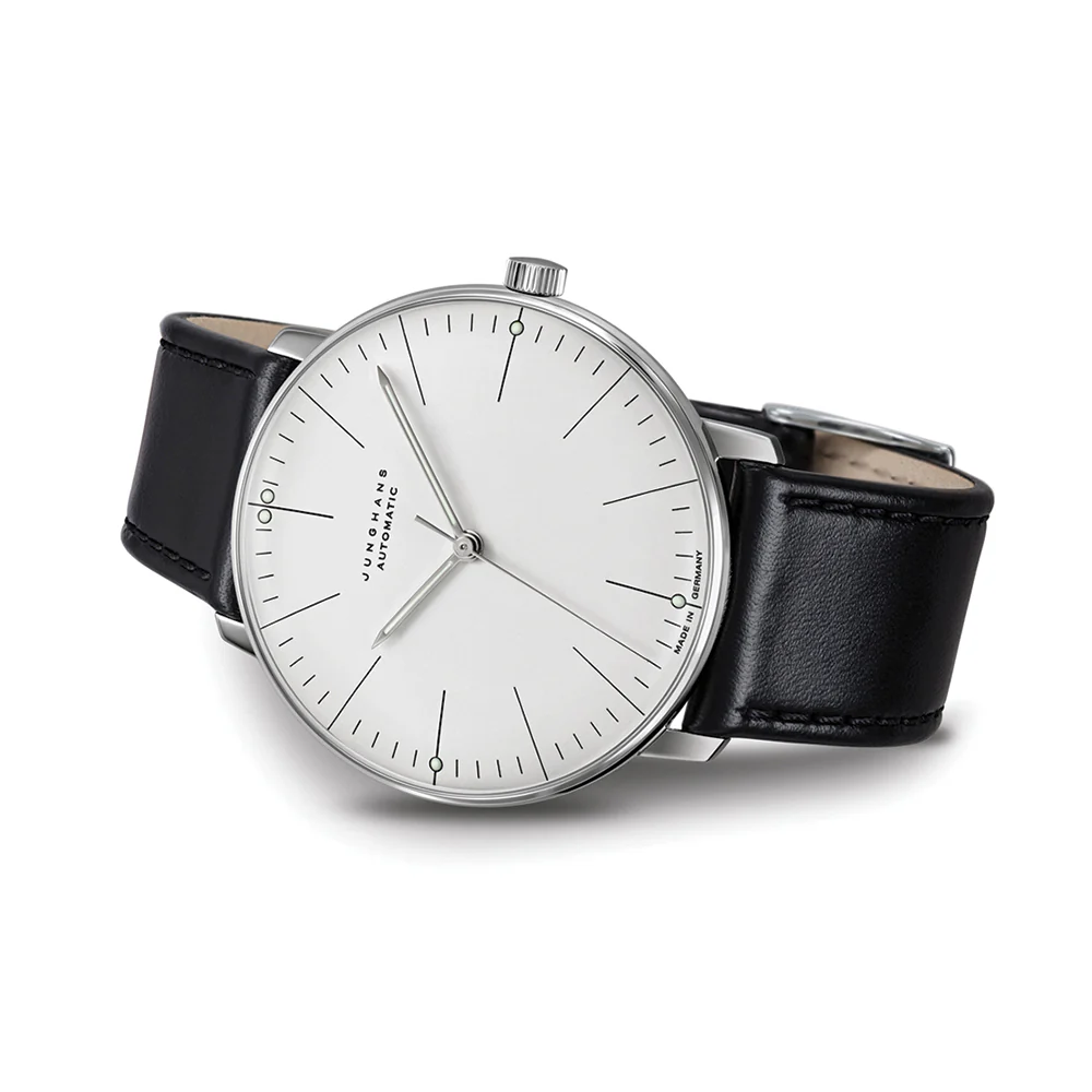 Max Bill Automatic Sapphire Crystal 38mm - Silver on Leather Strap - Image 3