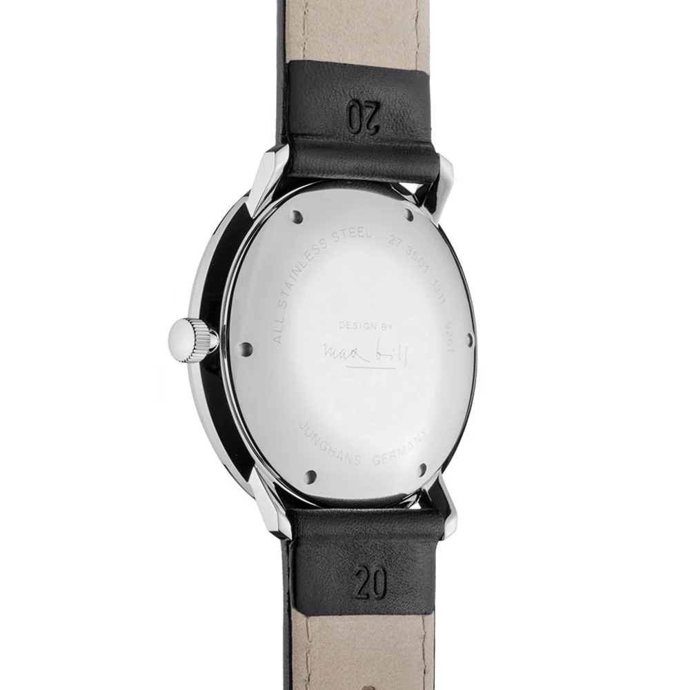 Max Bill Automatic Sapphire Crystal 38mm - Silver on Leather Strap - Image 4