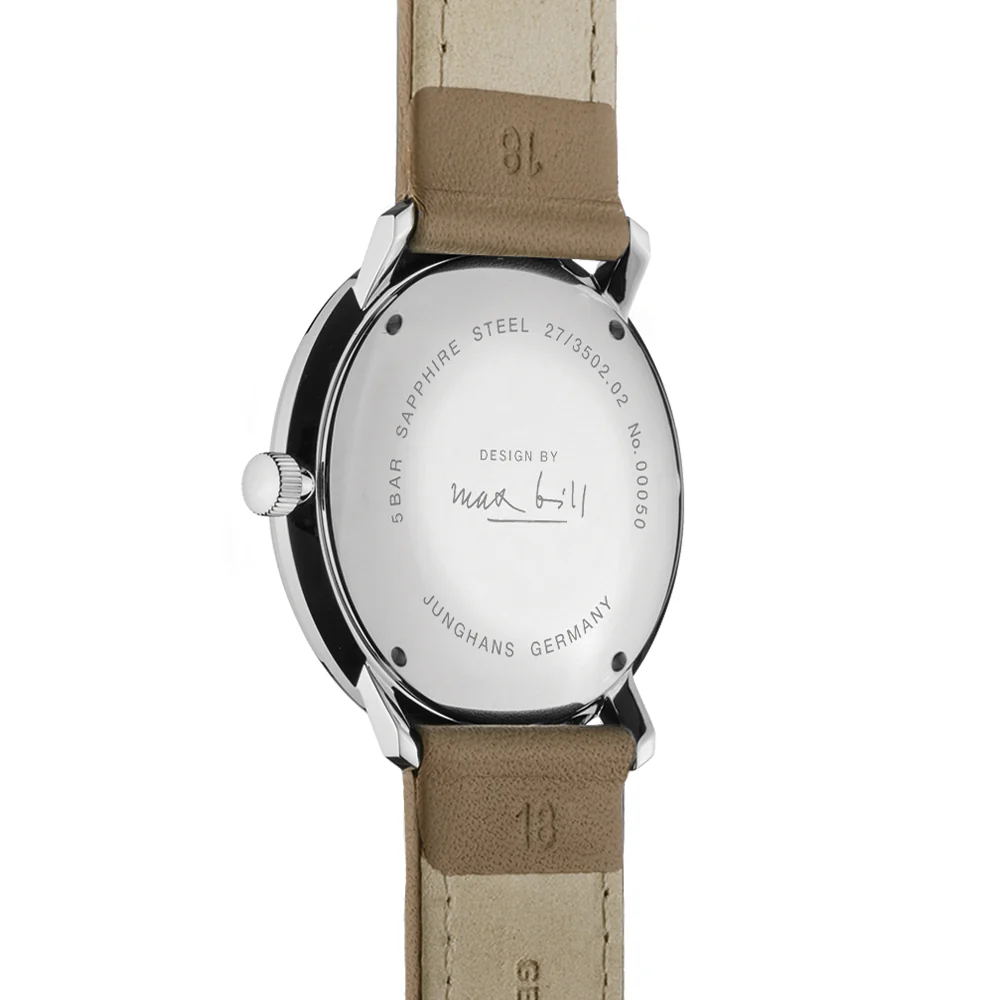 Max Bill Automatic 38mm - Silver on Leather Strap - Image 3