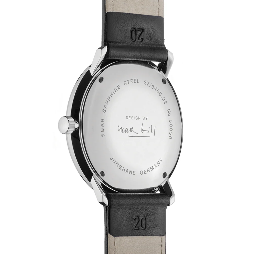 Max Bill Automatic w/ Numerals and Sapphire Crystal 38mm - Black on Bracelet - Image 2