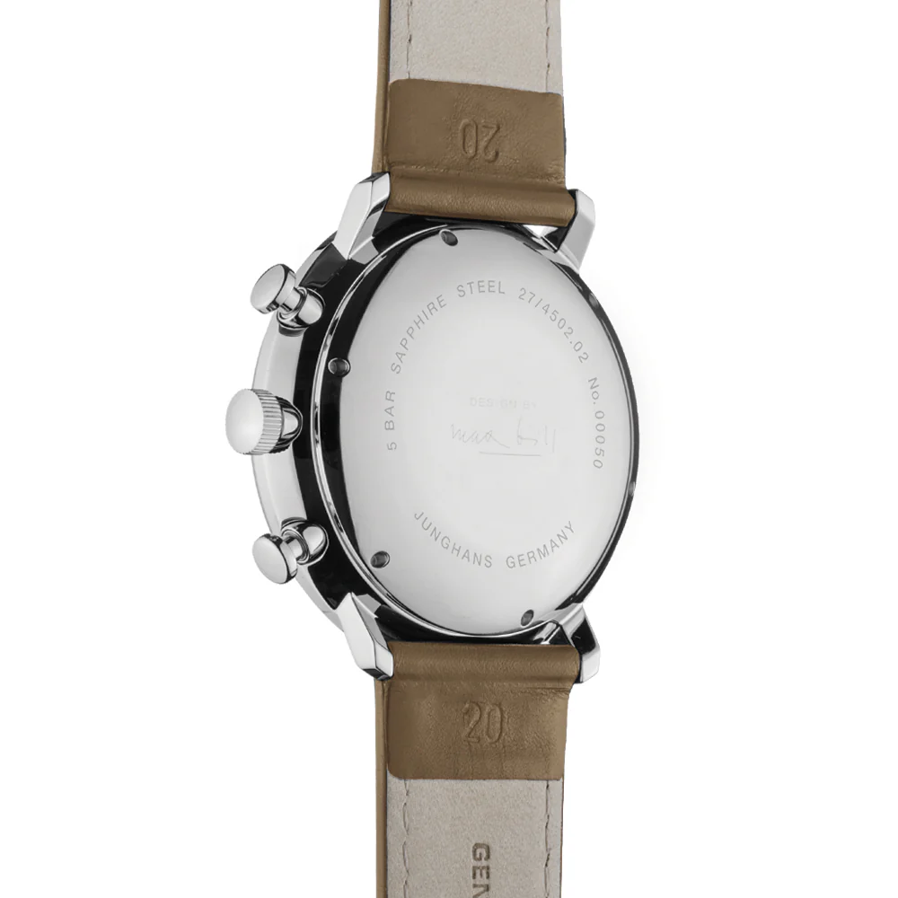 Max Bill Chronoscope 40mm - Silver on Leather Strap - Image 6